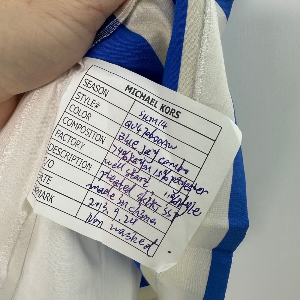 Michael Kors ARCHIVE PIECE Pleated Nautical Stripe Skirt Blue White Preppy Sz 8 - Picture 9 of 10